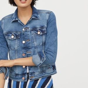 H&M Medium Blue Lightly Distressed Denim Jacket